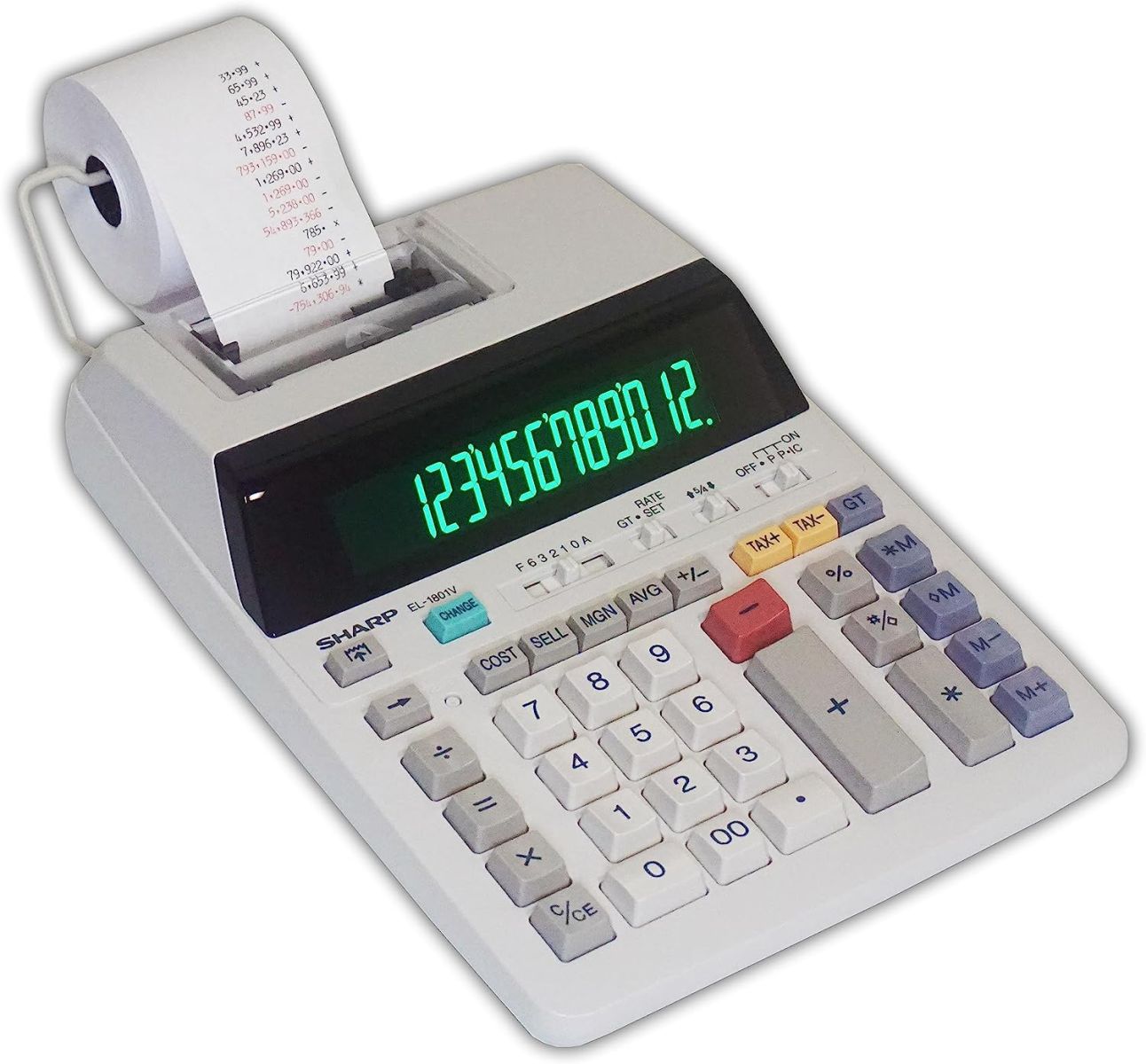 Sharp EL-1801V Ink Printing Calculator, Fluorescent Display, AC, Off-White